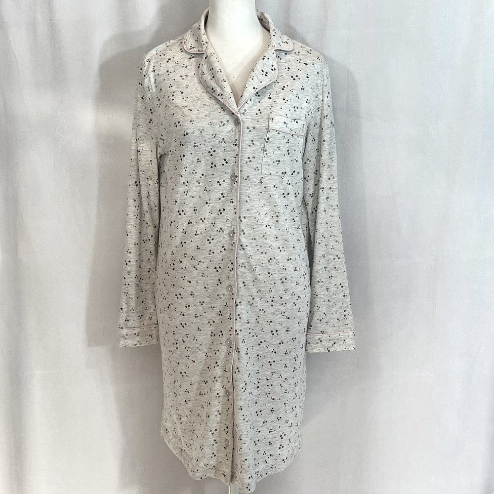 Like New JOULES Gray & Silver Mini Star Long Sleeve Sleep Shirt Size 4 S…